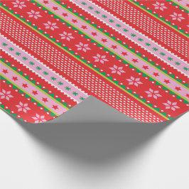 Papel De Regalo Patrón dulce nórdico suave verde rosa rojo