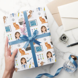 Papel De Regalo Patrón DVM de Vet Médico de Médico Animal Veterina