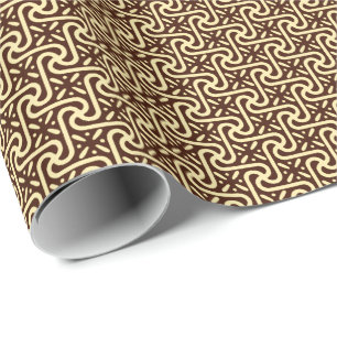 Papel De Regalo Patrón egipcio de tejas, marrón chocolate y tostad
