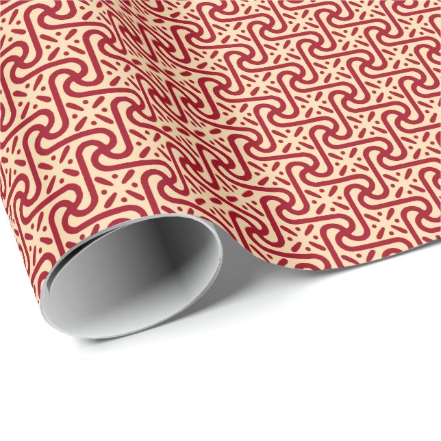 Papel De Regalo Patrón egipcio de tejas, marrón y melocotón (Esquina del rollo)