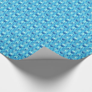 Papel De Regalo Patrón egipcio Lotus, cobalto y turquesa