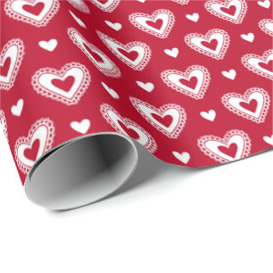 Papel De Regalo Patrón El día de San Valentín Romántico del Corazó