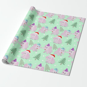 Papel De Regalo Patrón elefante de Navidades cortos