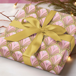 Papel De Regalo Patrón elegante Art Deco Oro Rosa de Lujo Vintage