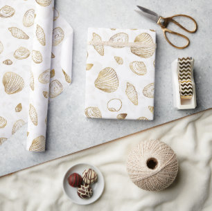 Papel De Regalo Patrón elegante de acero blanco de oro