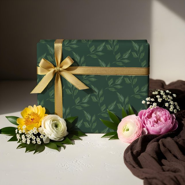Papel De Regalo Patrón elegante de acuarela de jardín botánico (Elegant Watercolor Botanical Garden Leaf Pattern Wrapping Paper)
