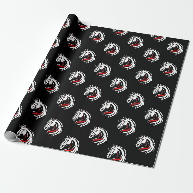 Papel De Regalo Patrón elegante de cabeza de caballo (Desenrollado)