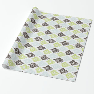 Papel De Regalo Patrón elegante de damasco marrón turquesa verde