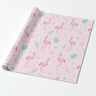 Papel De Regalo Patrón elegante de flamenco rosa