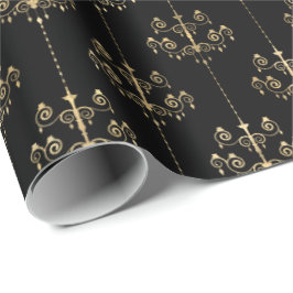 Papel De Regalo Patrón elegante de oro negro de cristal