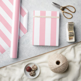Papel De Regalo Patrón elegante de rayas blancas PInk