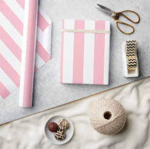Papel De Regalo Patrón elegante de rayas blancas PInk