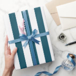 Papel De Regalo Patrón elegante de rayas Verde azuladas y blancas<br><div class="desc">Simple papel verde azulado de envoltura oscuro,  perfecto para bodas,  duchas de novias y cumpleaños.</div>