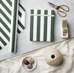 Papel De Regalo Patrón elegante de rayas verdes y blancas