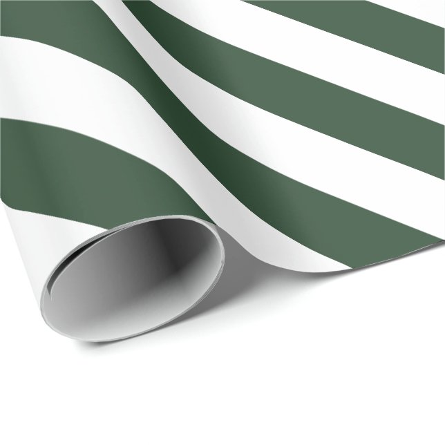 Papel De Regalo Patrón elegante de rayas verdes y blancas (Esquina del rollo)