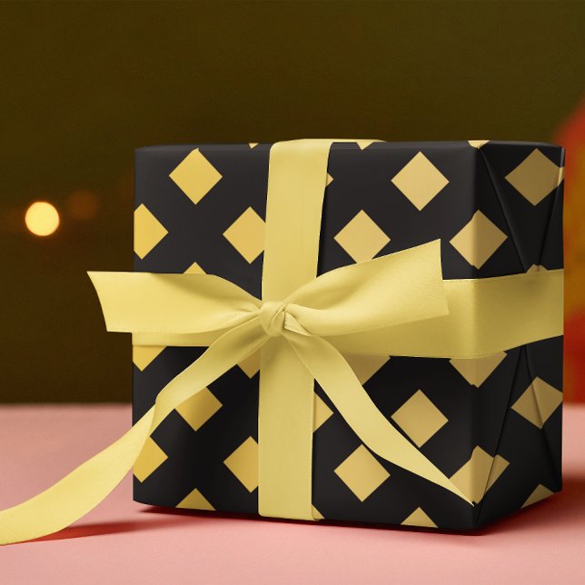 Papel De Regalo Patrón elegante Geométrico Negro y Oro (Subido por el creador)