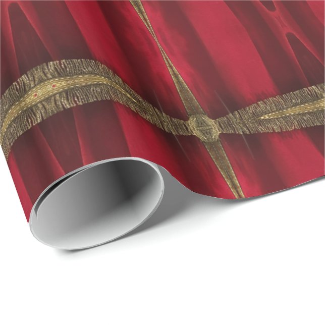 Papel De Regalo Patrón elegante rojo y oro (Esquina del rollo)