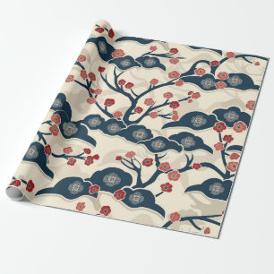 Papel De Regalo Patrón elegante sin foco de flores de cerezo (2)