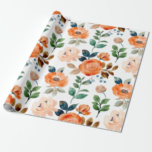 Papel De Regalo Patrón elegante y continuo de flores en acuarela