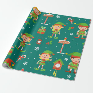 Papel De Regalo Patrón Elf de Navidades Cuadros