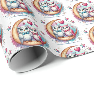 Papel De Regalo Patrón en baldosas de pájaros de amor lindos