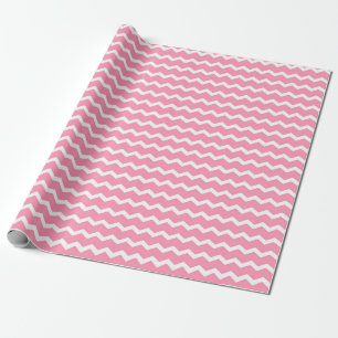 Papel De Regalo Patrón en zigzag rosa y blanco divertido y juguetó