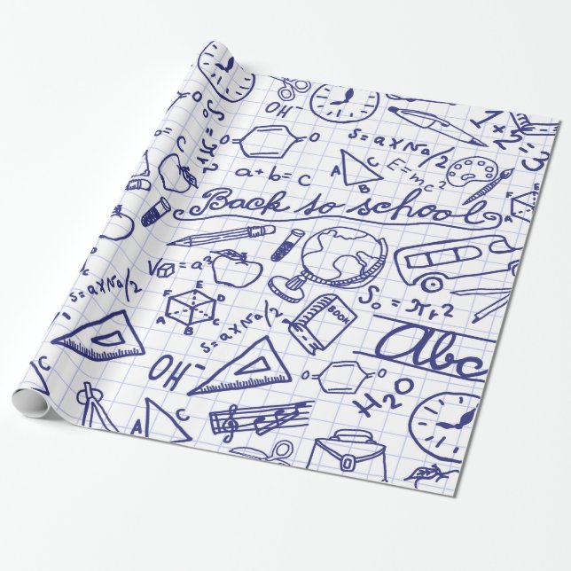 Papel De Regalo Patrón escolar (Desenrollado)