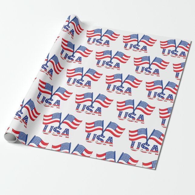Papel De Regalo Patrón estadounidense de bandera de Estados Unidos (Desenrollado)