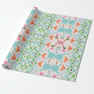Papel De Regalo Patrón estadounidense. Impresión sin fisuras Ikat.