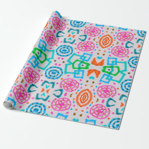 Papel De Regalo Patrón estadounidense. Impresión sin fisuras Ikat.