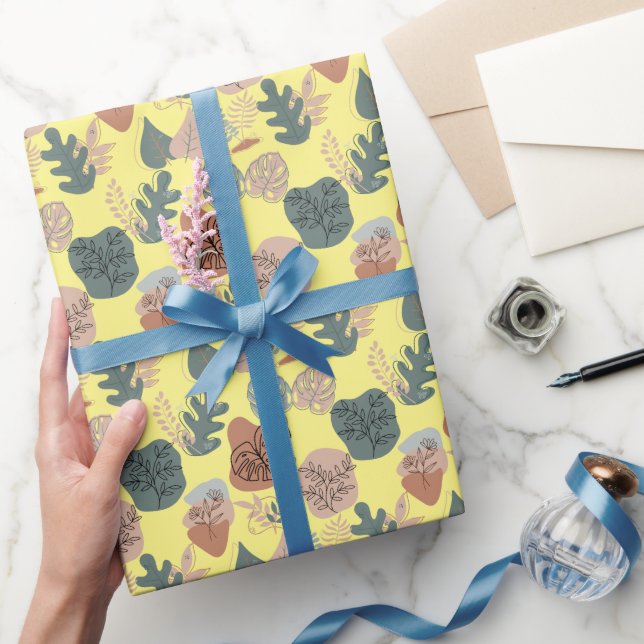 Papel De Regalo Patrón estético BOHO A12 L BG amarillo (Regalar)