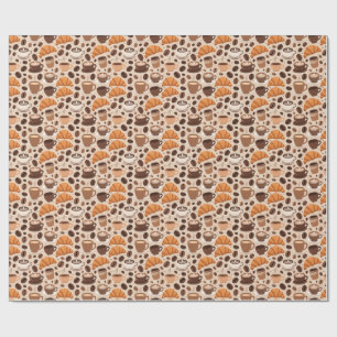 Papel De Regalo Patrón Estético de Café Moderno
