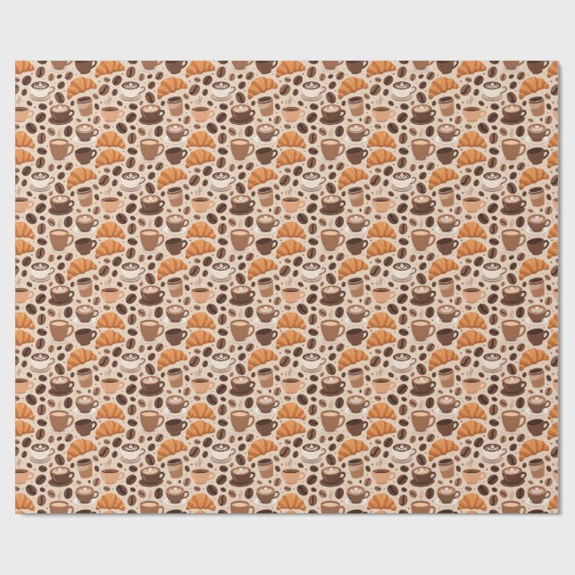 Papel De Regalo Patrón Estético de Café Moderno (Superficie plana)
