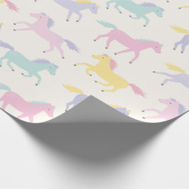 Papel De Regalo Patrón estilizado de caballos pastel en crema