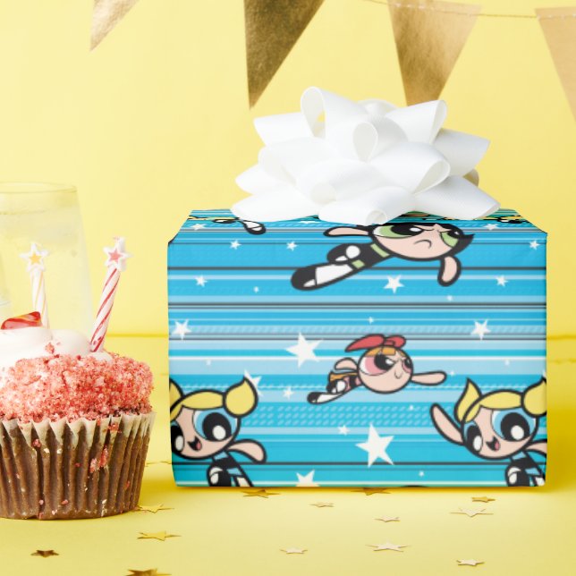 Papel De Regalo Patrón estrella de Chicas Powerpuff (Fiesta de cumpleaños )