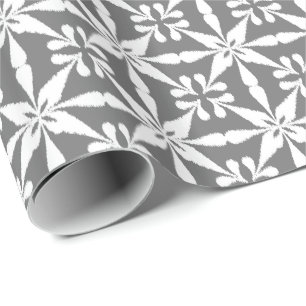 Papel De Regalo Patrón Estrella de Ikat - Gris / Gris y blanco