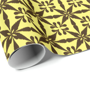 Papel De Regalo Patrón Estrella de Ikat - Marrón y amarillo