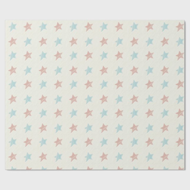 Papel De Regalo Patrón Estrella Fundida Azul Rojo (Superficie plana)