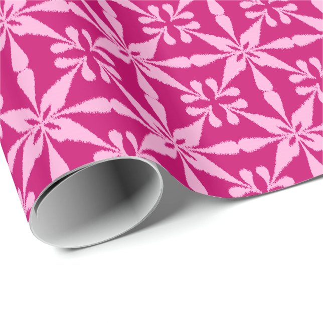 Papel De Regalo Patrón Estrella Ikat - Rosa Fuchsia (Esquina del rollo)