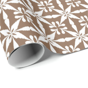 Papel De Regalo Patrón Estrella Ikat - Taupe Tan y Blanco