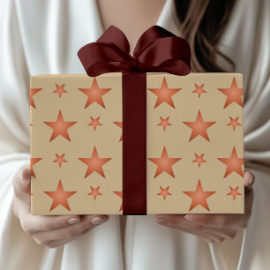 Papel De Regalo Patrón estrellado en terracota naranja gradiente