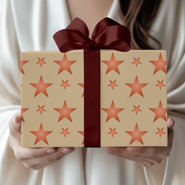Papel De Regalo Patrón estrellado en terracota naranja gradiente (Subido por el creador)