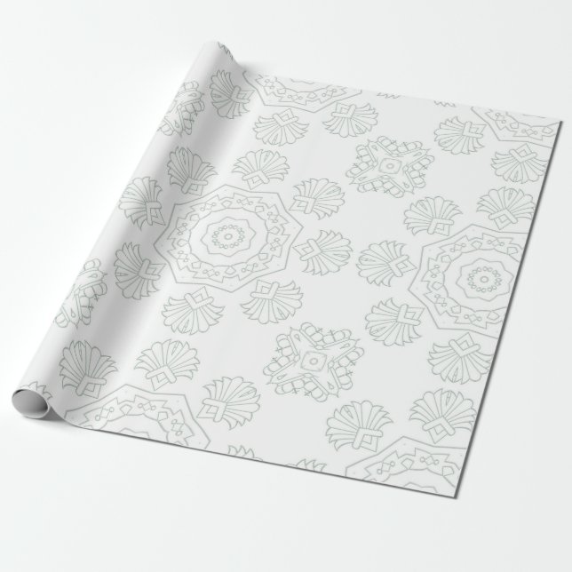 Papel De Regalo Patrón étnico blanco (Desenrollado)