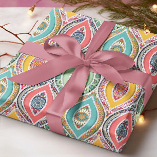 Papel De Regalo Patrón étnico sin foco floral nativo indio