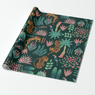 Papel De Regalo Patrón exótico de selva sin foco