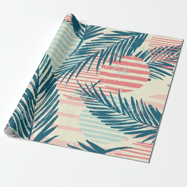 Papel De Regalo Patrón exótico sin fisuras de moda con palma y man (Desenrollado)