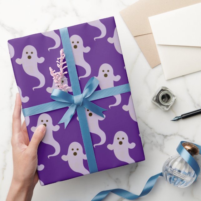 Papel De Regalo Patrón fantasma clásico en morado (Regalar)