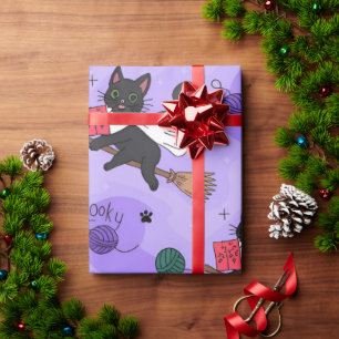 Papel De Regalo Patrón fantasma de gato negro - Gatos cortos en di