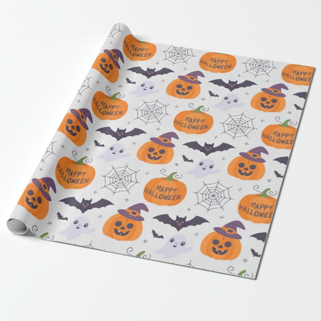 Papel De Regalo Patrón fantasma de la calabaza de boquilla de Hall (Desenrollado)