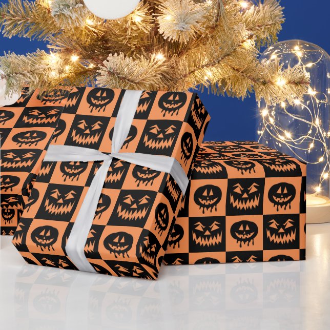 Papel De Regalo Patrón fantasma de la calabaza de Halloween (Vacaciones)